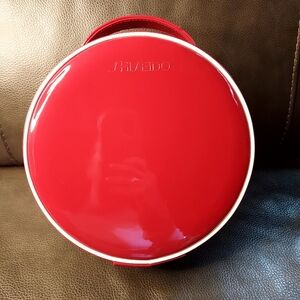 SHISEIDO Glossy Red Round Makeup Case